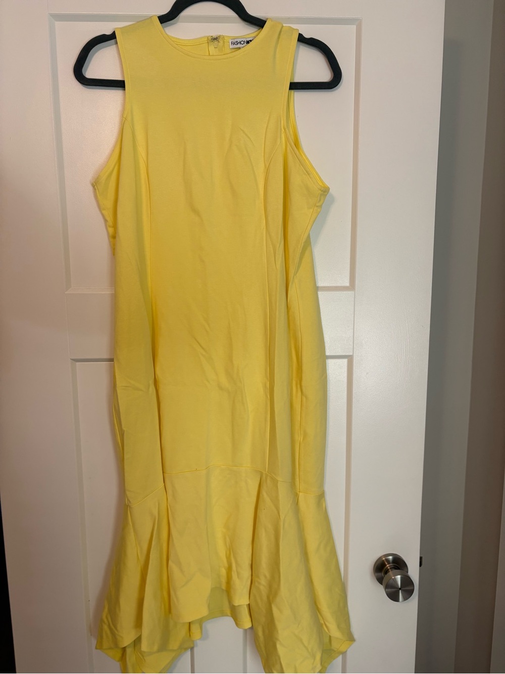 Fashion Nova Bright Yellow Sleeveless Flounce-Hem Dress
